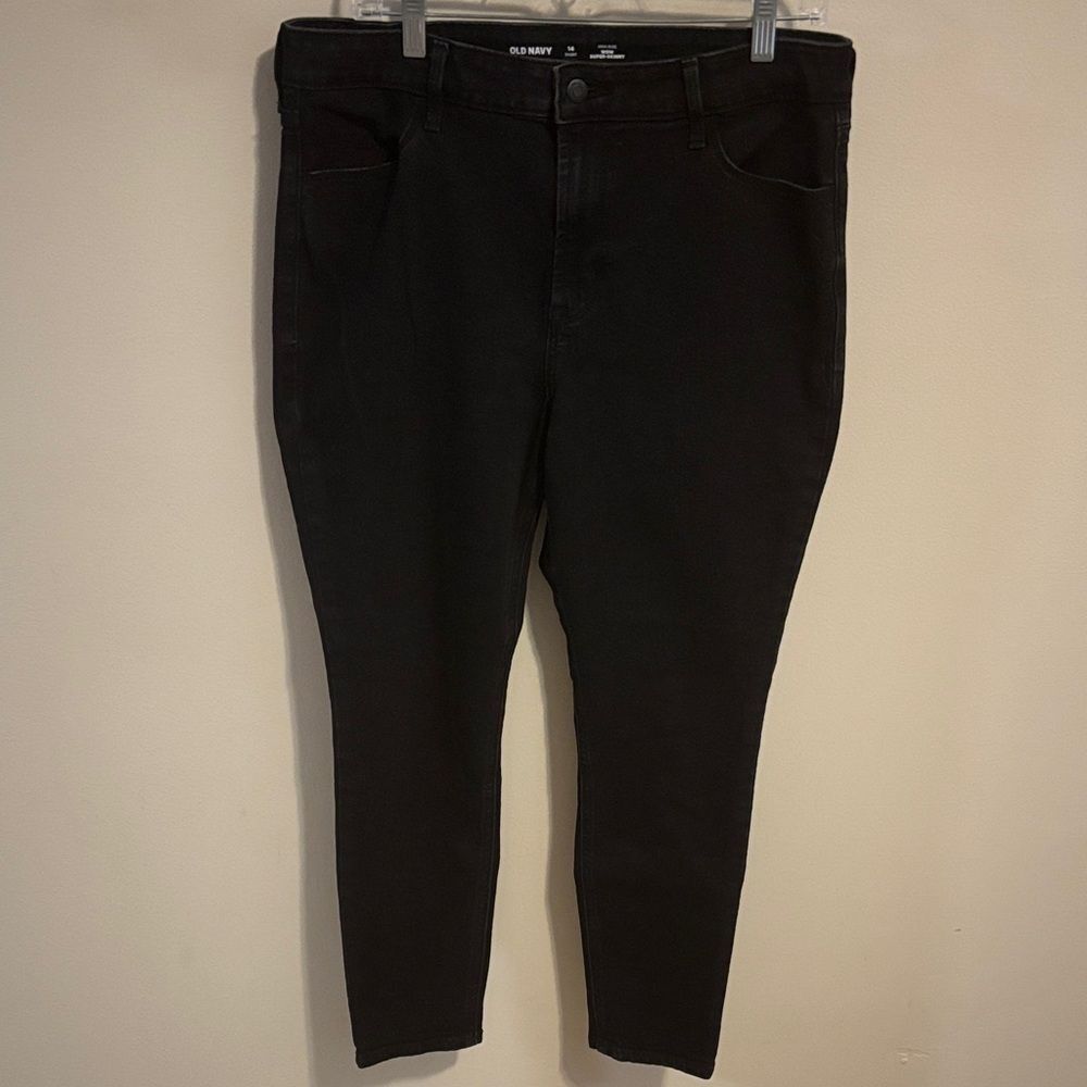 Old Navy wow super skinny high rise black jeans size 14 short